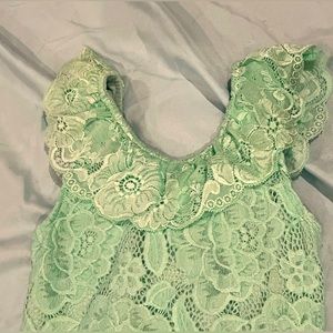 Baileys Blossoms Mint green Lace bodysuit like new 4T